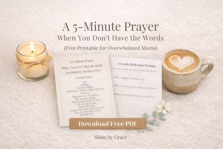 A 5-minute prayer printable for overwhelmed moms with soft neutral background