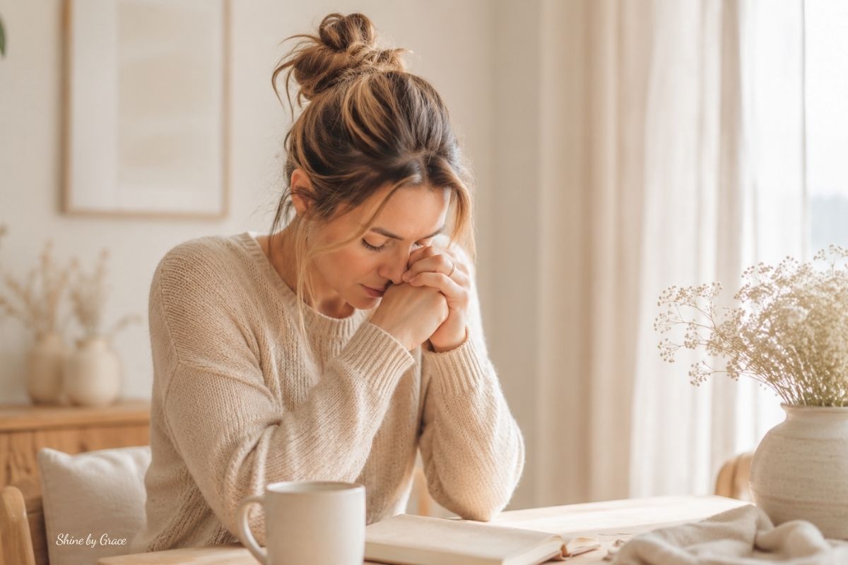 Christian mom praying when motherhood feels heavy and hard to explain